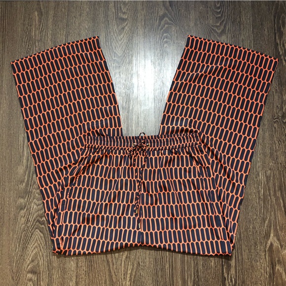 Michael Kors Geometric Orange & Black Wide Leg Pants - Picture 15 of 15
